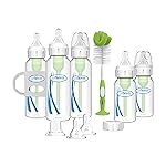 Dr. Brown\'s Natural Flow Anti-Colic Options + Narrow Bottle to Sippy Gift Set with Soft Silicone Sippy Spout, Removable Silicone Handles, Travel Cap and Bottle Brush