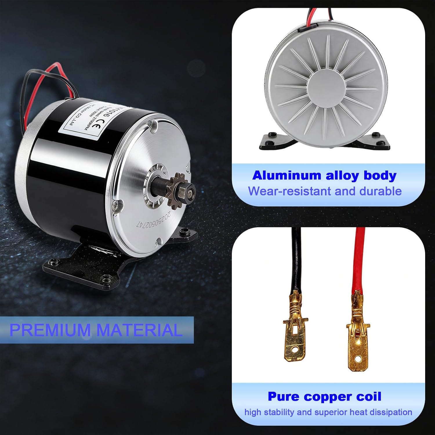 Small Brushed Permanent Magnet Electric Motor for Scooter Drive Systems and DIY Projects 24V DC 350W 2750RPM