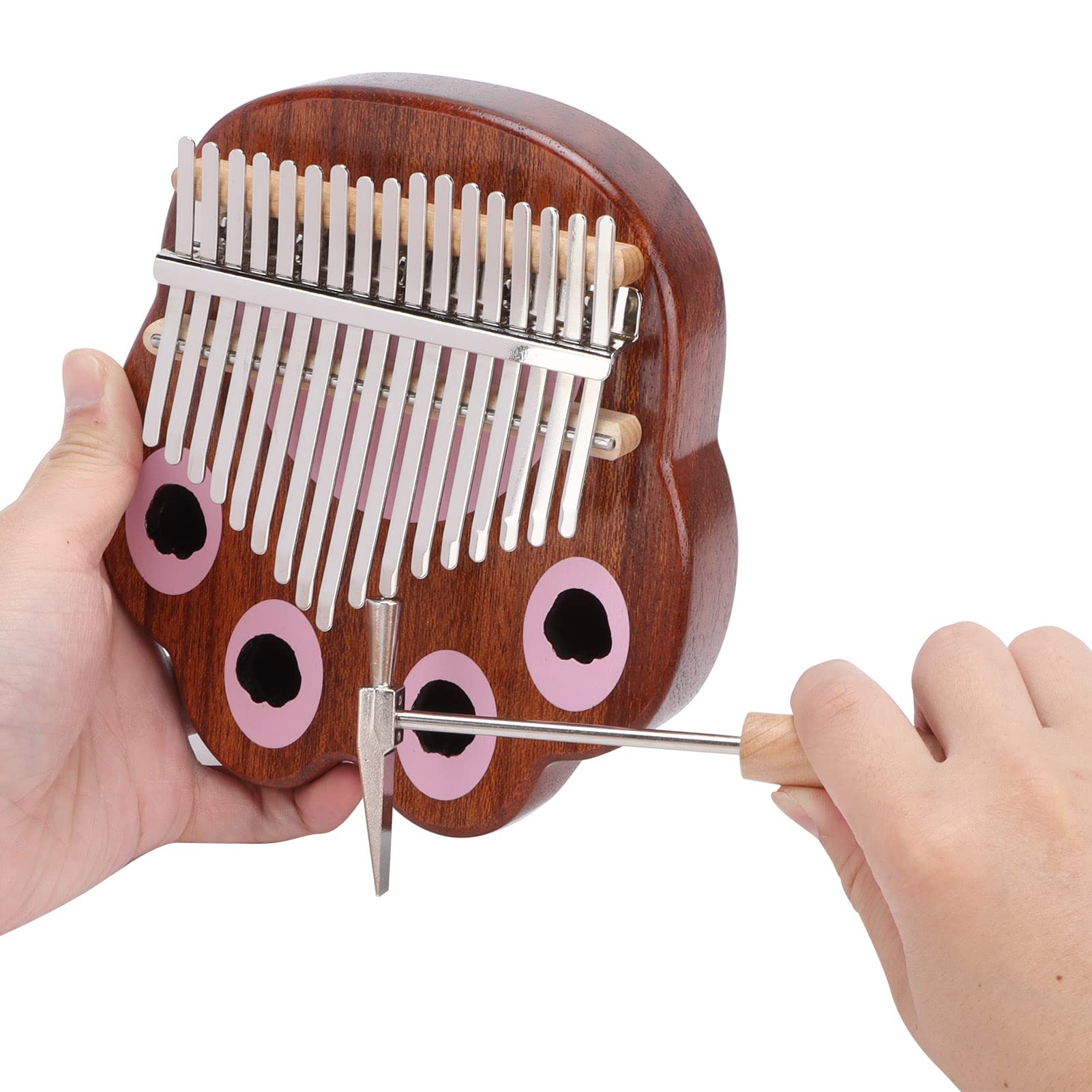 Karlak Drewniany Fortepian z Pazurem Kota Kalimba dla Początkujących, Grawerowane 17 Kluczowych Części Instrumentów dla Dzieci, materiał Merbau