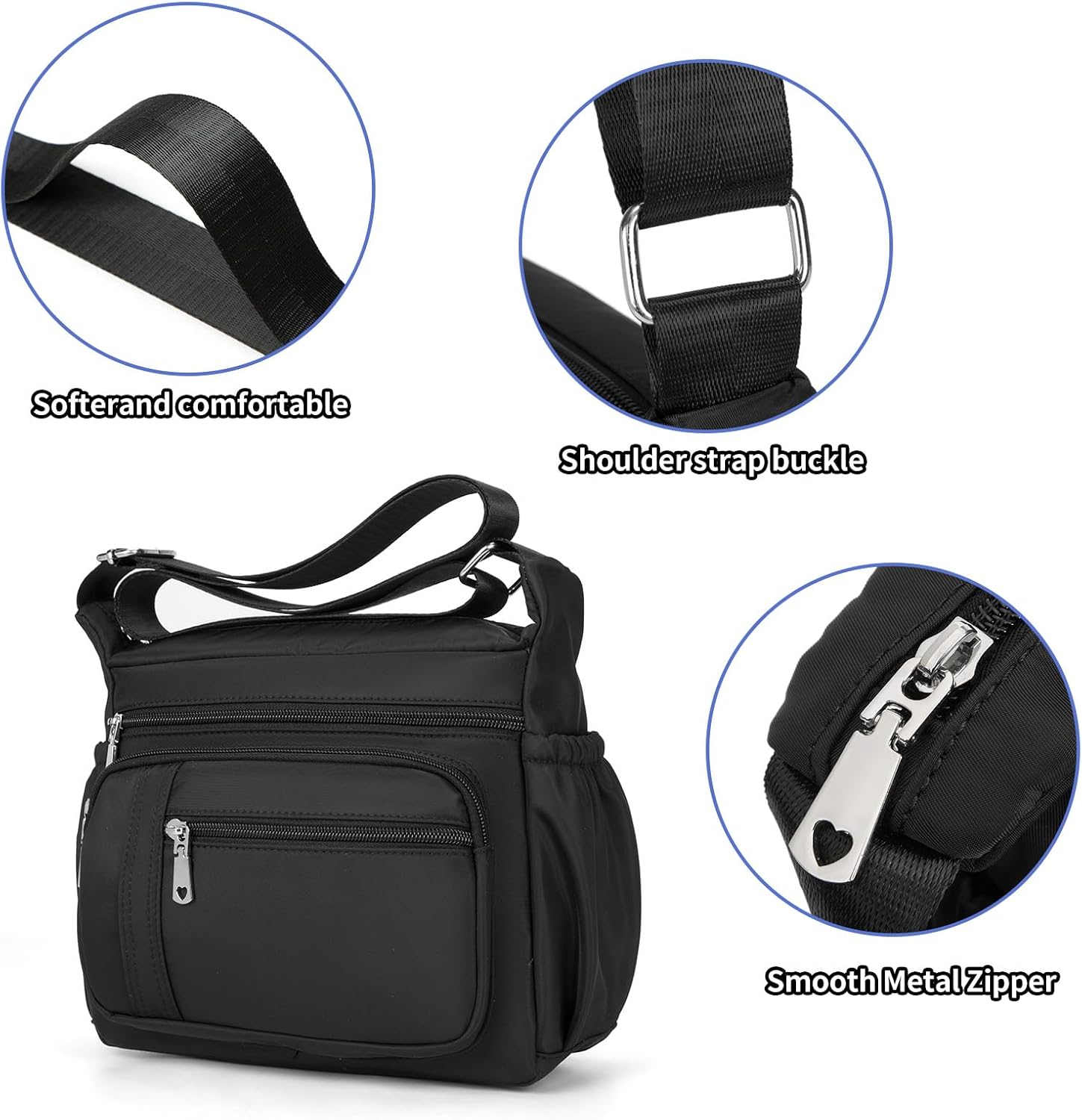 F.FETIVIN Women Floral Shoulder Handbag Roomy Multiple Pockets Bag Ladies Crossbody Lightweight Nylon Travel Purses - Image 8