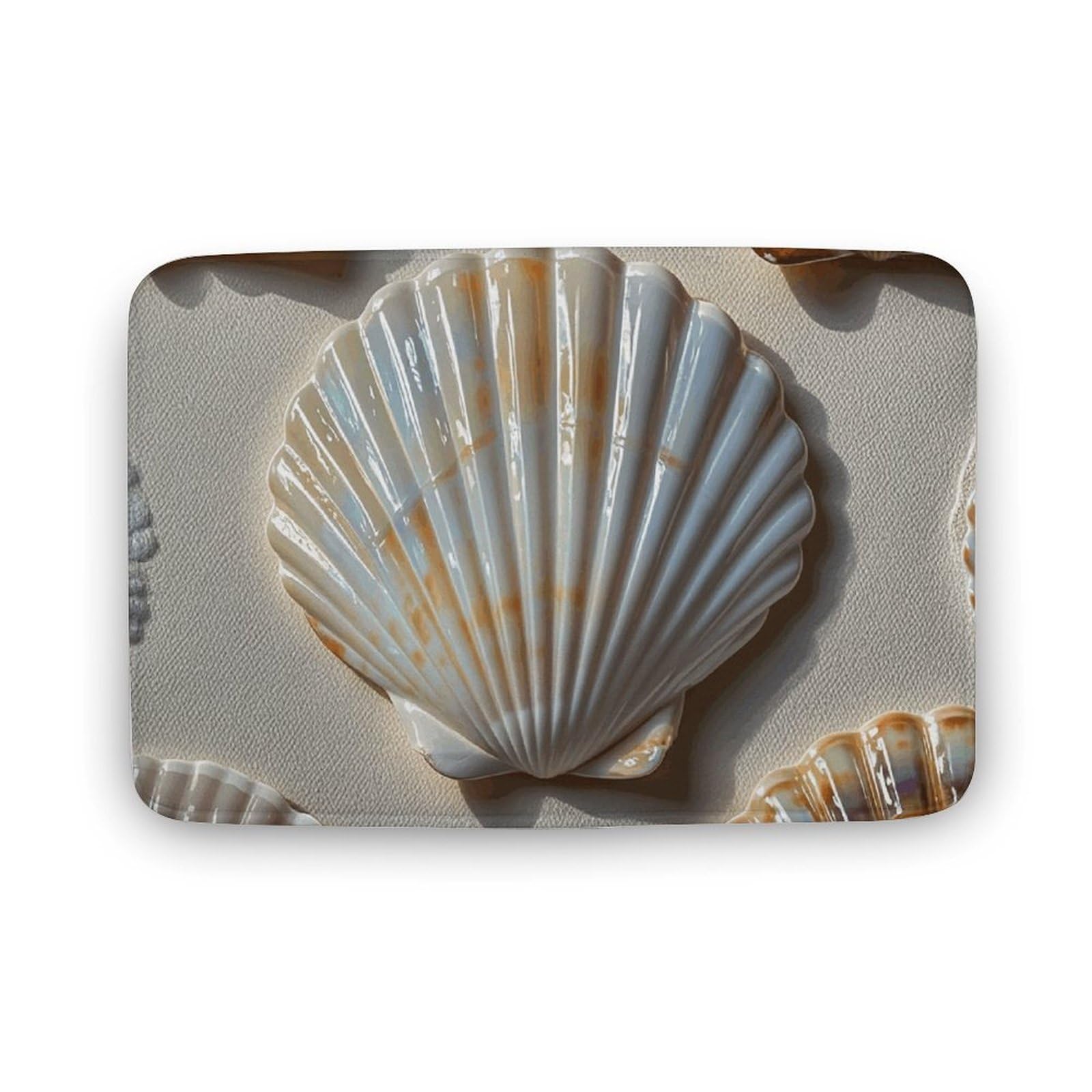 Tapis de sol pour salle de bain à motif coquille douce style bord de mer