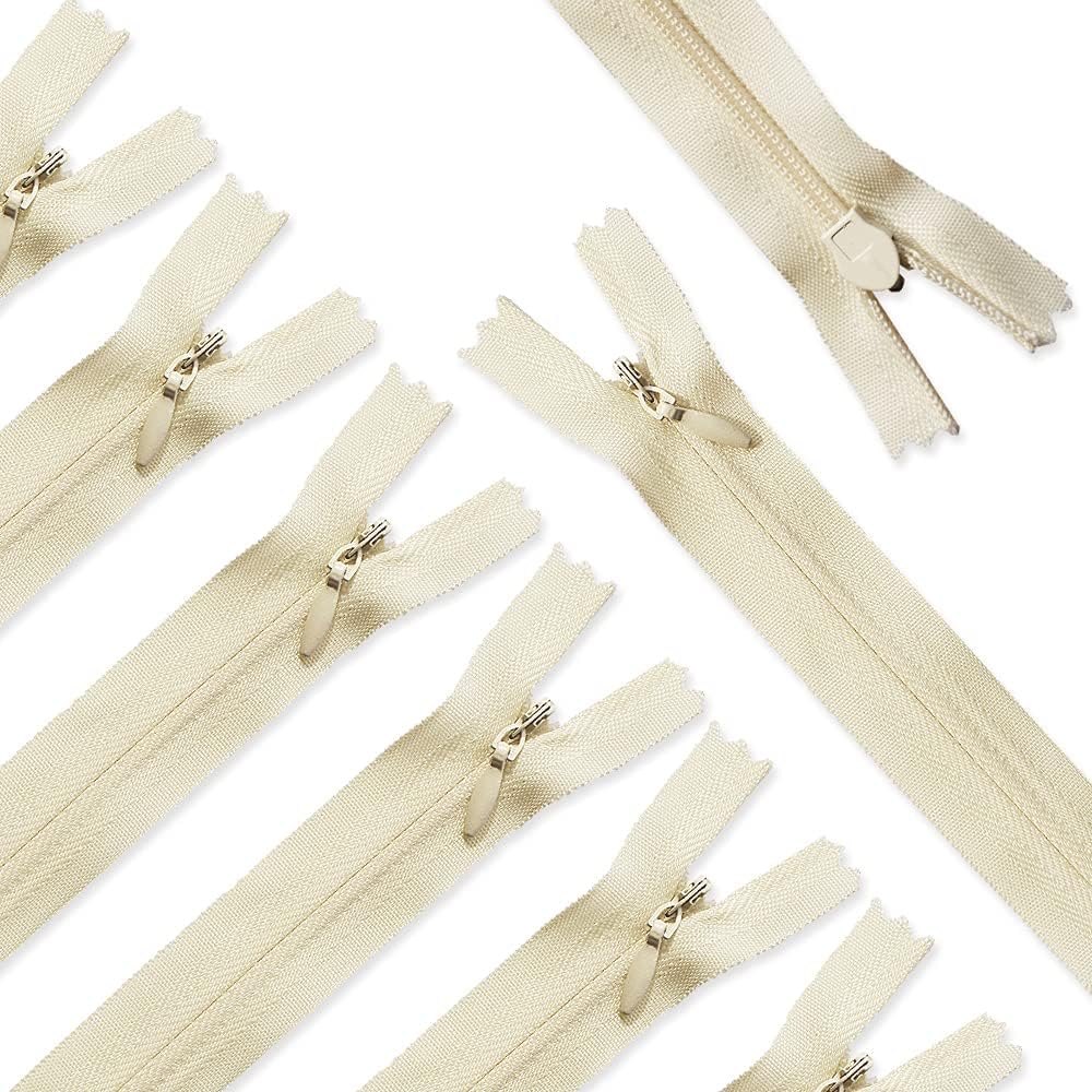 Renashed 45pcs 21.5 Inch Nylon Invisible Zippers for Tailor Sewer Sewing Craft Crafter's Special (Beige)