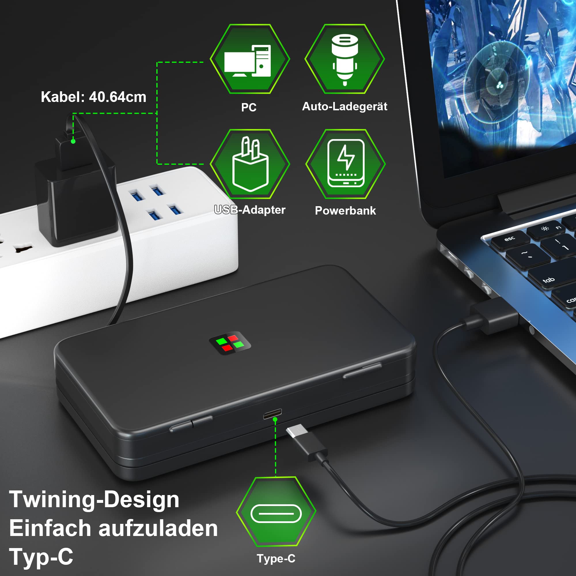 NOPWOK Batterie Manette Xbox, 2 Batteries 2600 mAh Compatibles avec Xbox One/One S/One X/Elite/Series X/Series S, 2 Battery Packs avec Chargeur câble Kits