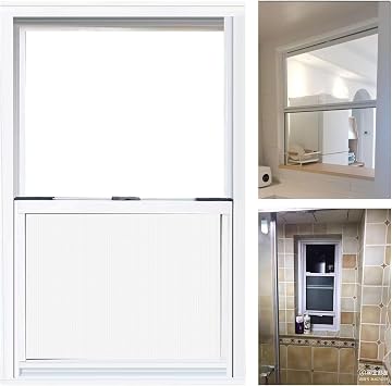27 x 30 Mobile Home Houses Window Replacement, Vertical Sliding Window with Screen, Aluminum White Shed Window Ventilation for Basement Houses Showers Chicken Coop