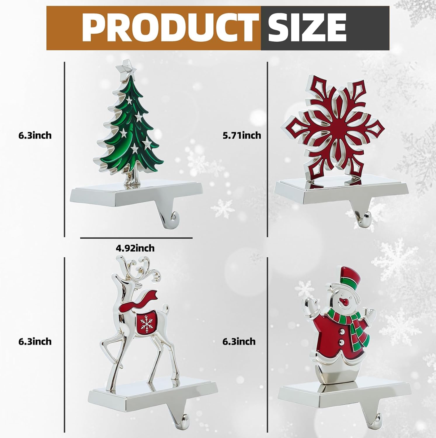 Christmas Stocking Holders Stocking Hanger of 4,Suitable for Fireplace Home Christmas Decorations