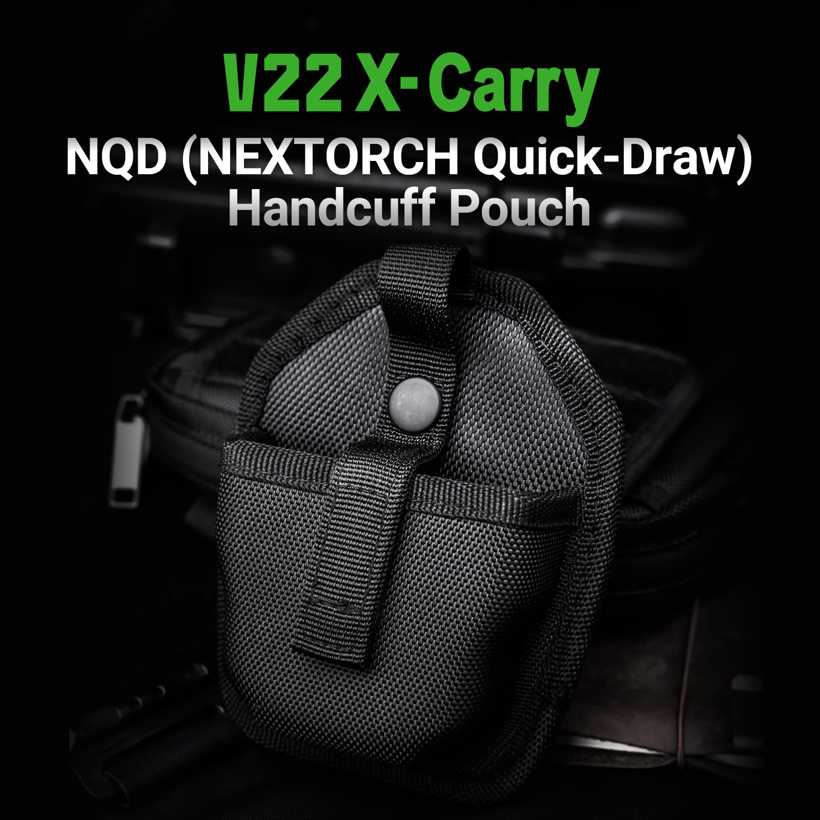 NEXTORCH Tactical Handcuff Pouch Holster Heavy Duty Nylon Case with Belt Clip for Chain Handcuffs, Hinged Handcuff and Folding Rigid Hand Cuffs Holster Belt Clamp V22