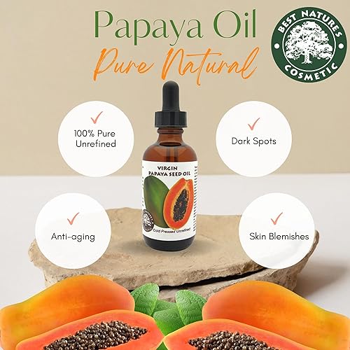 Miniatura 5 de Best Nature's Cosmetics Aceite de semilla de papaya puro, aceite de papaya orgánico prensado en frío para cara, piel y cabello, antienvejecimiento,
