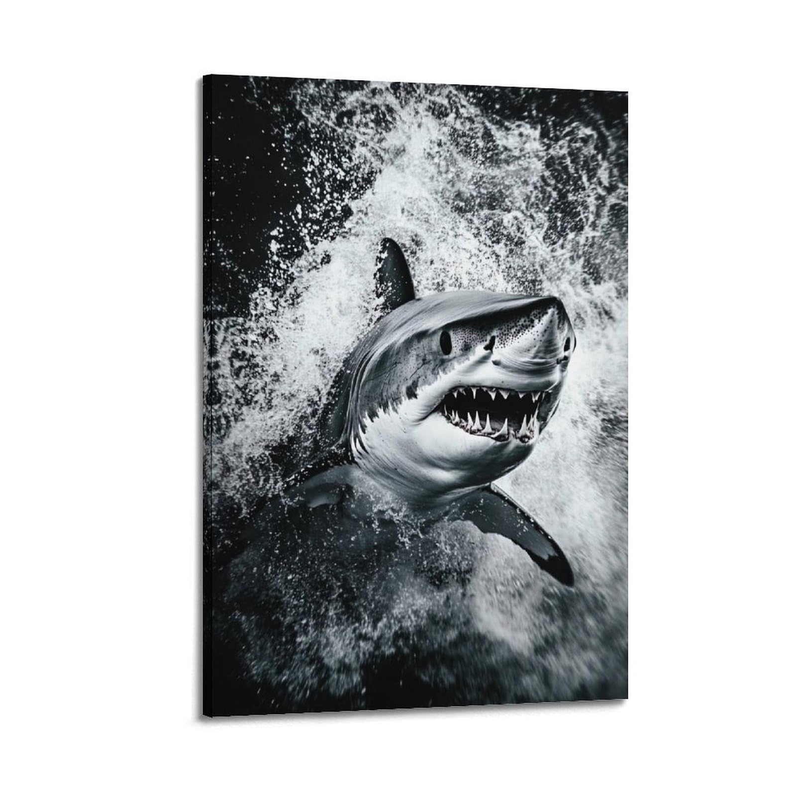 ZSZWHJ Animal Poster Sharks Go to Sea Poster Decorative Painting Canvas Wall Posters And Art Picture Print Modern Family Bedroom Decor Posters 16x24inch(40x60cm)