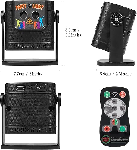 Miniatura 14 de Luces de fiesta para DJ, luces de discoteca activadas por sonido con control remoto para fiesta de baile, karaoke, sala de estar, pub Alimentado por