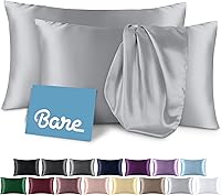 Vista 1 de Bare Home Fundas de almohada de satén para cabello y piel, paquete de 2 unidades estándar (20 x 26), fundas de almohada de lujo, cierre de sobre