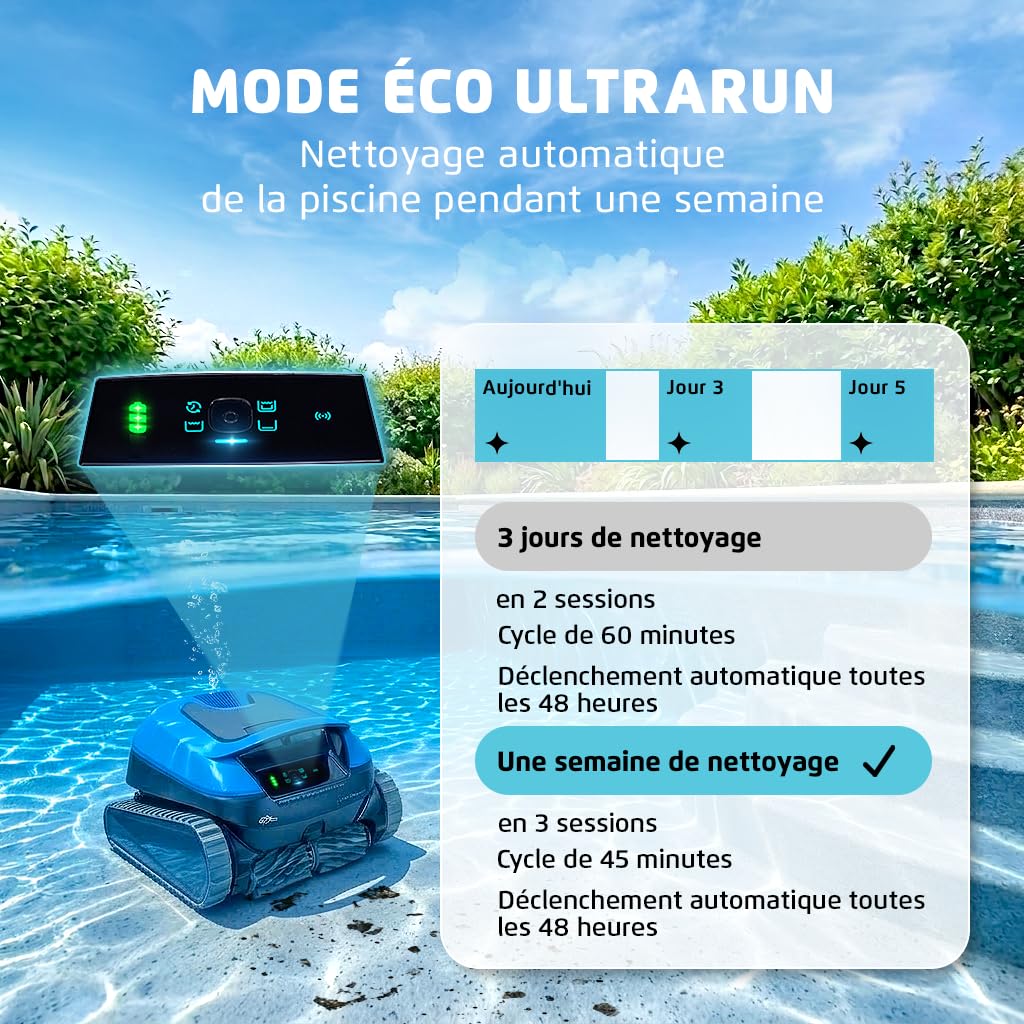 Dolphin Nautilus EON 100 Robot Piscine sans Fil pour Piscines Jusqu’à 15 m, Nettoyage Fond, Parois, Ligne d’Eau, Marches, Filtration Fine, Contrôle par App, Navigation Intelligente