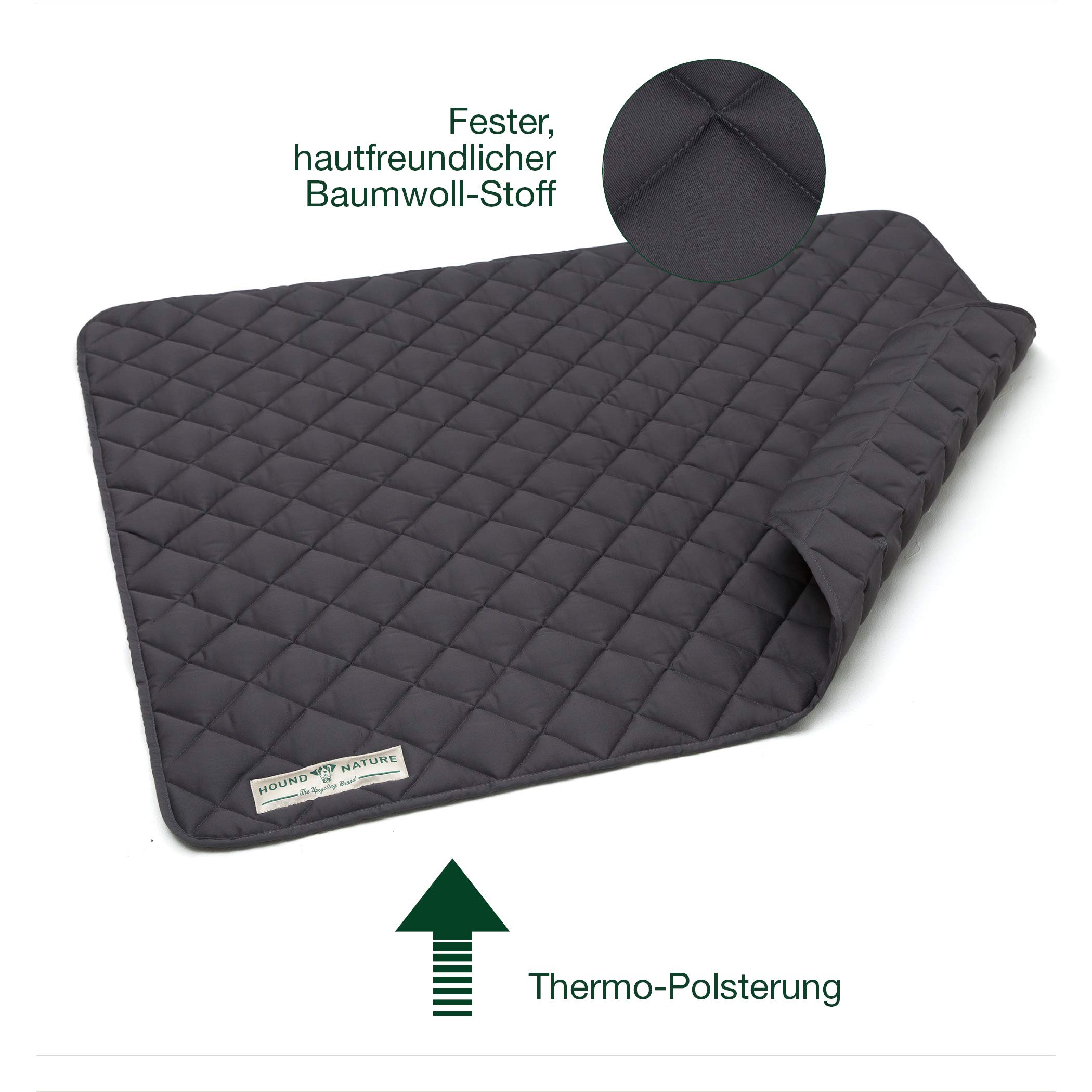 Hound & Nature Davos Manta ecológica para perros, suave, lavable, manta térmica acolchada, higiénica, resistente y sostenible (XL – 120 x 100 cm, gris)