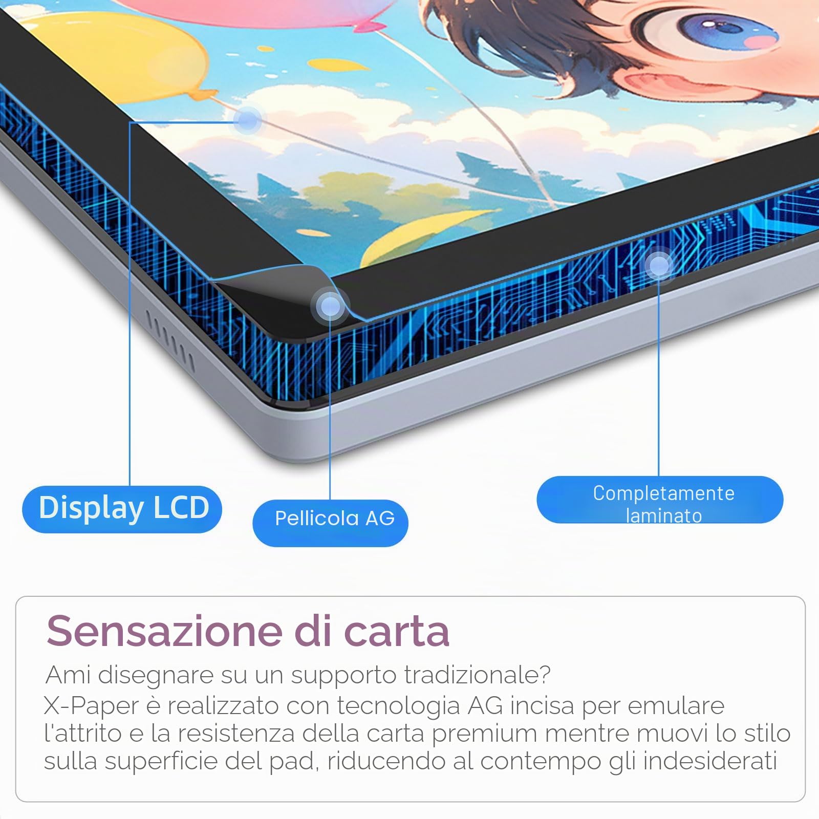 Tavoletta Grafica Dal Design Elegante BT-101A Schermo IPS 10,1 Pollici con Penna per Livello di Pressione 16384 per, Blocco Disegno Digitale Designer di Bambini