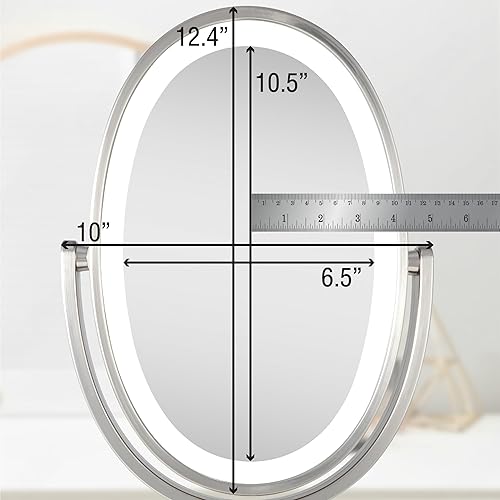 Miniatura 8 de Zadro Newport - Espejo de maquillaje ovalado con iluminación LED de 10 x 18 pulgadas con aumento 5X/1X y control táctil, espejo de maquillaje con