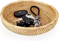 Vista 9 de Hipiwe Cesta Pequeña Redonda para Llaves Tazón para Entrada 8.6" Cesta de Almacenamiento de Mimbre Tejida a Mano Cesta Decorativa de Ratán Cestas