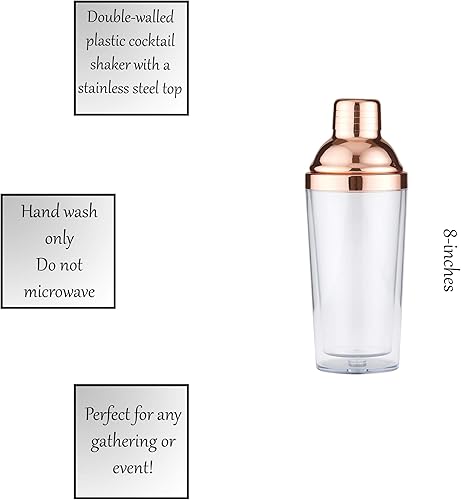 Miniatura 8 de Santa Barbara Design Studio Sippin' Pretty coctelera de plástico con colador de acero inoxidable, 8 pulgadas de alto, confeti dorado