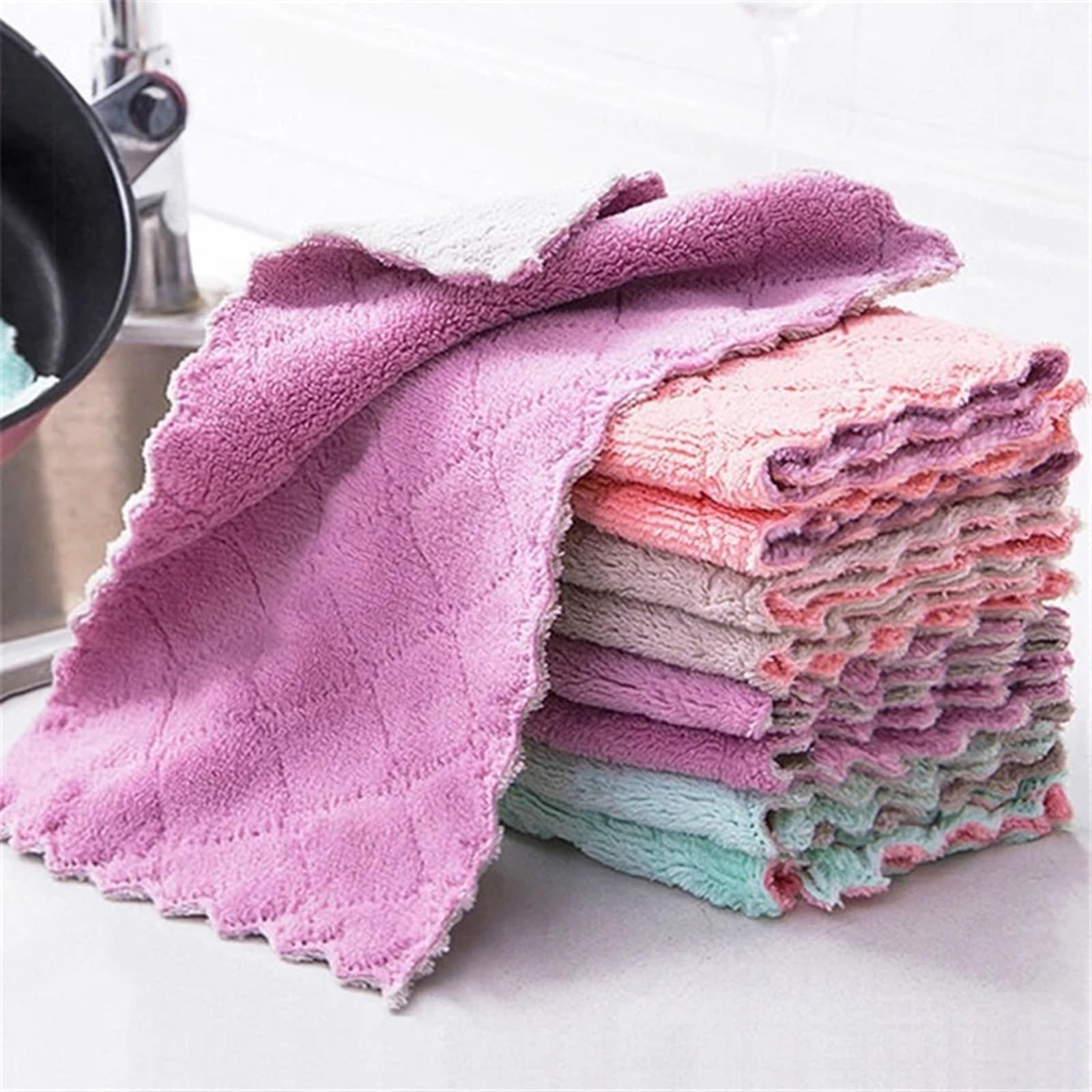 Trapos Cocina 5/10/20 Paño de Limpieza de Cocina Toalla Absorbente Antiadherente Toalla de Cocina con Aceite Balletas Microfibra(Mixed Color 20PCS)