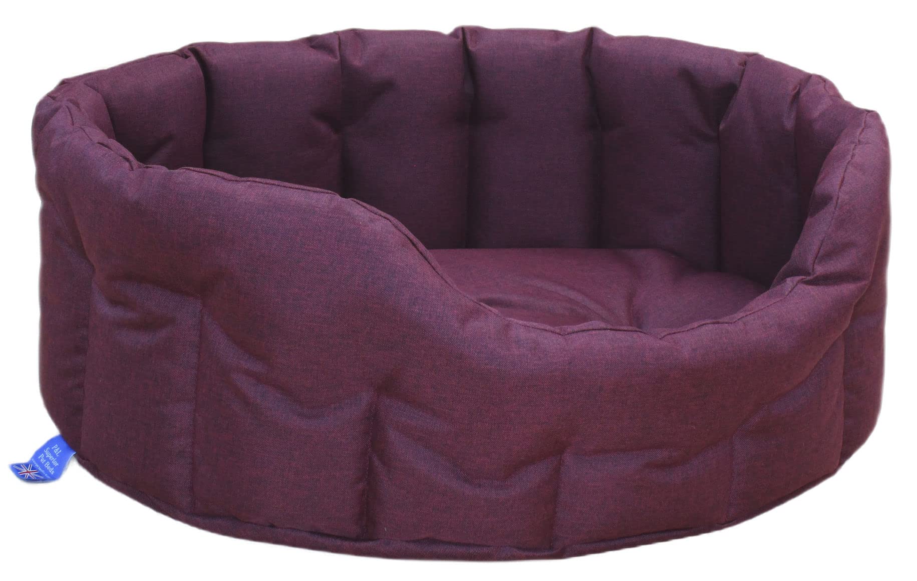 P&L Country Dog Heavy Duty Oval Drop Fronted Waterproof Softee Dog Beds (Red Wine, M)