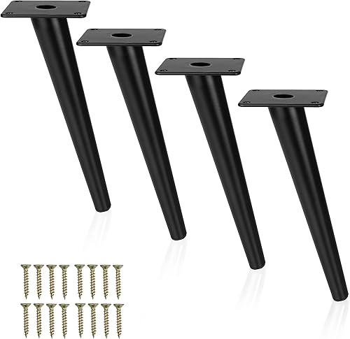 Miniatura 8 de Ilyapa Patas oblicuas cónicas de metal para muebles, juego de 4 patas de repuesto modernas de mediados de siglo para sofás, sillas, mesas