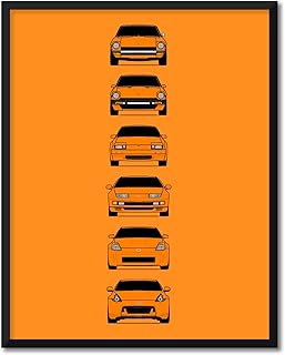 CUSTOMIZABLE COLOR: Nissan Z Car Generations Inspired Car Poster - Handmade Print of Datsun Fairlady Z (240Z 280ZX 300ZX 350Z 370Z) - 8x10" Satin Print (Unframed)-Perfect Gift Car Enthusiast