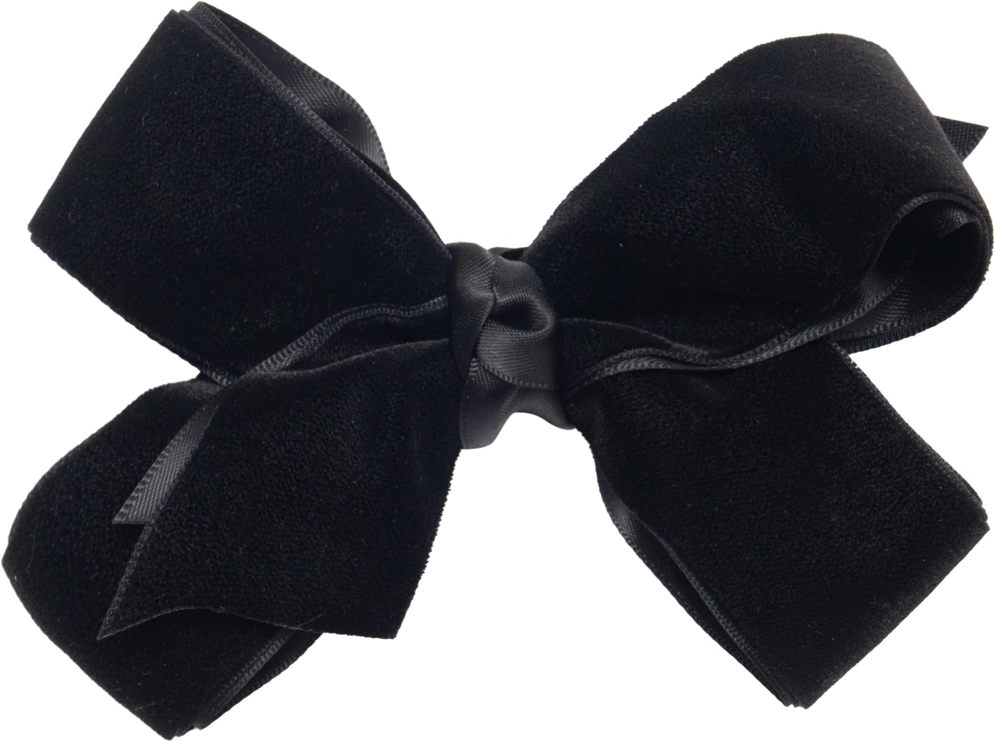 HAIRBOWS Girls' Velvet Hair Bows with a Knot Wrap Center on a Clip, All Ages and Hair Types, 5 Inch Bow, Black
