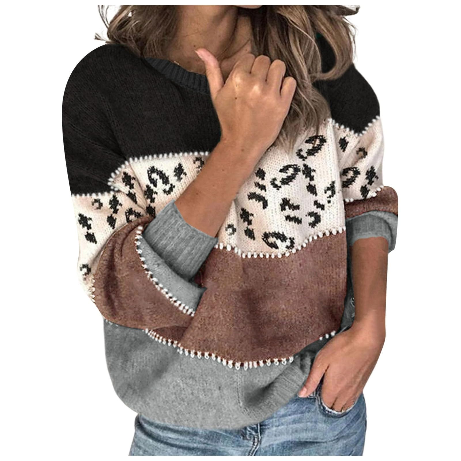 Womens Lightweight Sweaters Vintage Clothes for Women Sweater Tops Womans Crewneck Fuzzy Winter Clothing