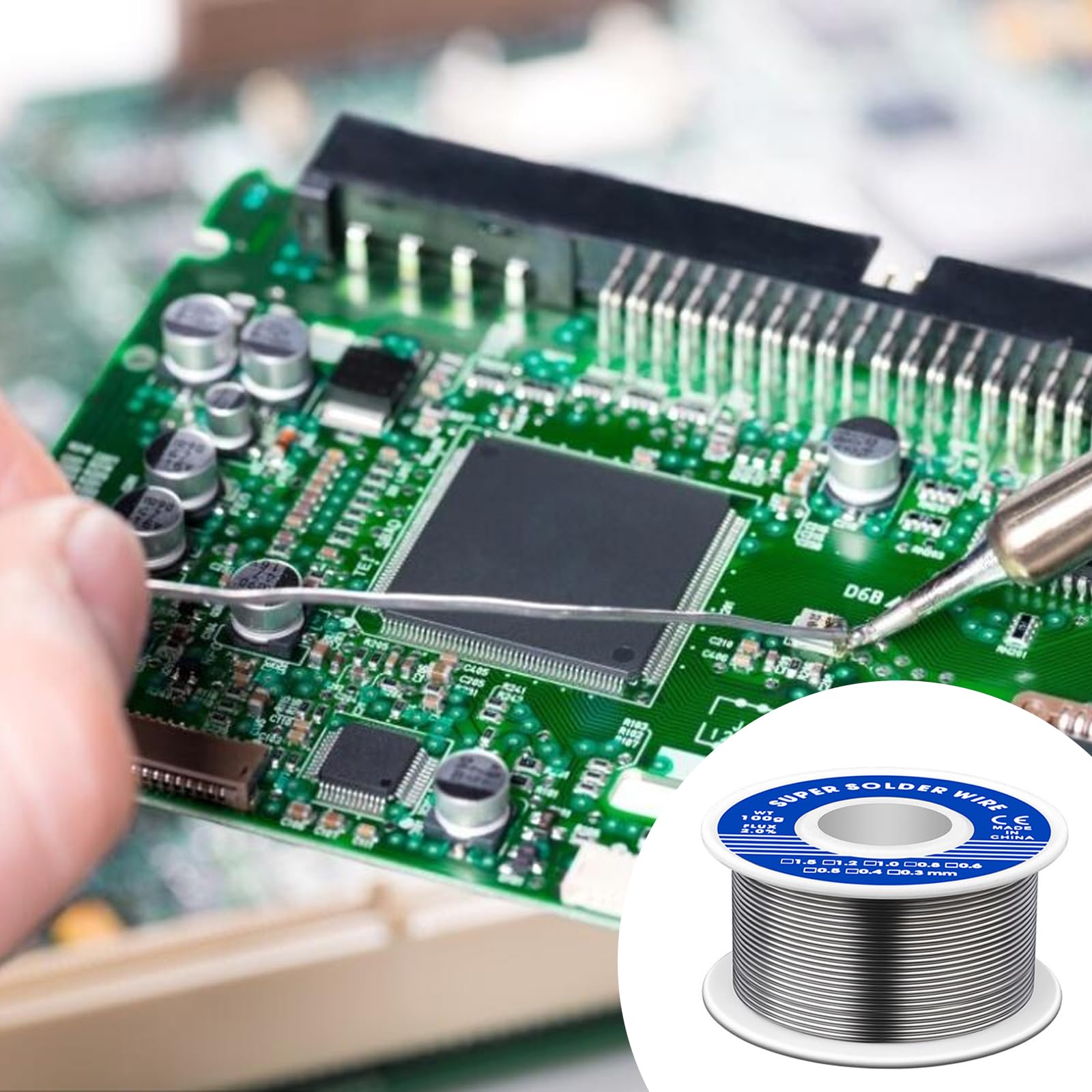 Lötzinn mit flussmittel,Blei Frei Lötdraht,Kolophoniumkern,Bleifreies Lot mit Kolophonium Kern für Elektronische Löten (Sn99.3% Cu0.7%/1,2mm,100g