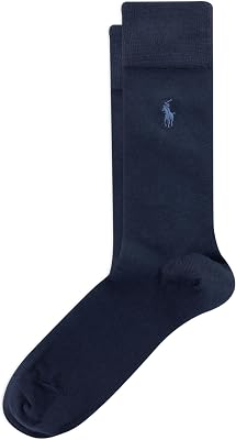 POLO RALPH LAUREN Men's Egyptian Cotton Flat Knit Dress Slack Crew Socks | Authentic Polo Ralph Lauren, Soft Egyptian Cotton Blend, Lightweight Comfort, Ribbed Cuffs, Gift for Any Occasion