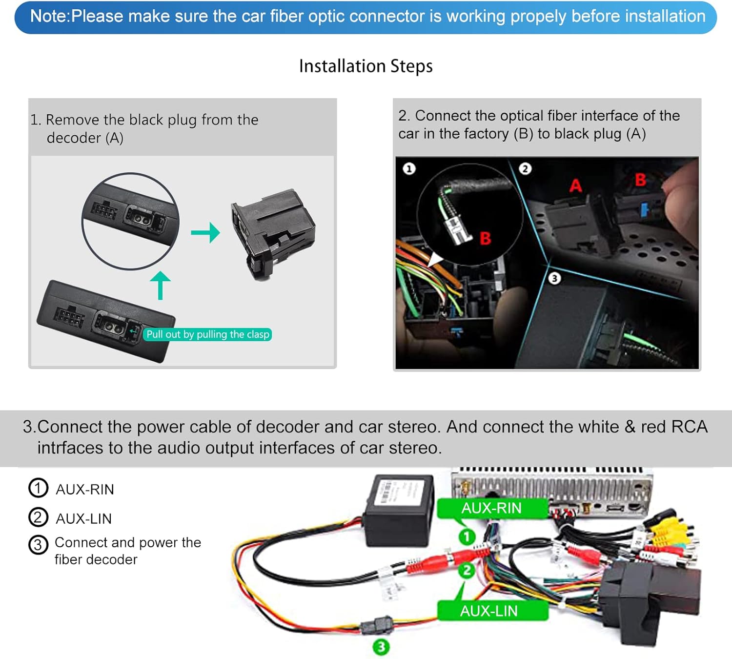 Optical Fiber Decoder, Optic Audio Converter Most Box for Mercedes Benz ML GL R Series, for Porsche 911 Cayman Boxster Cayenne Series Car Radio Stereo Head Unit Replacement