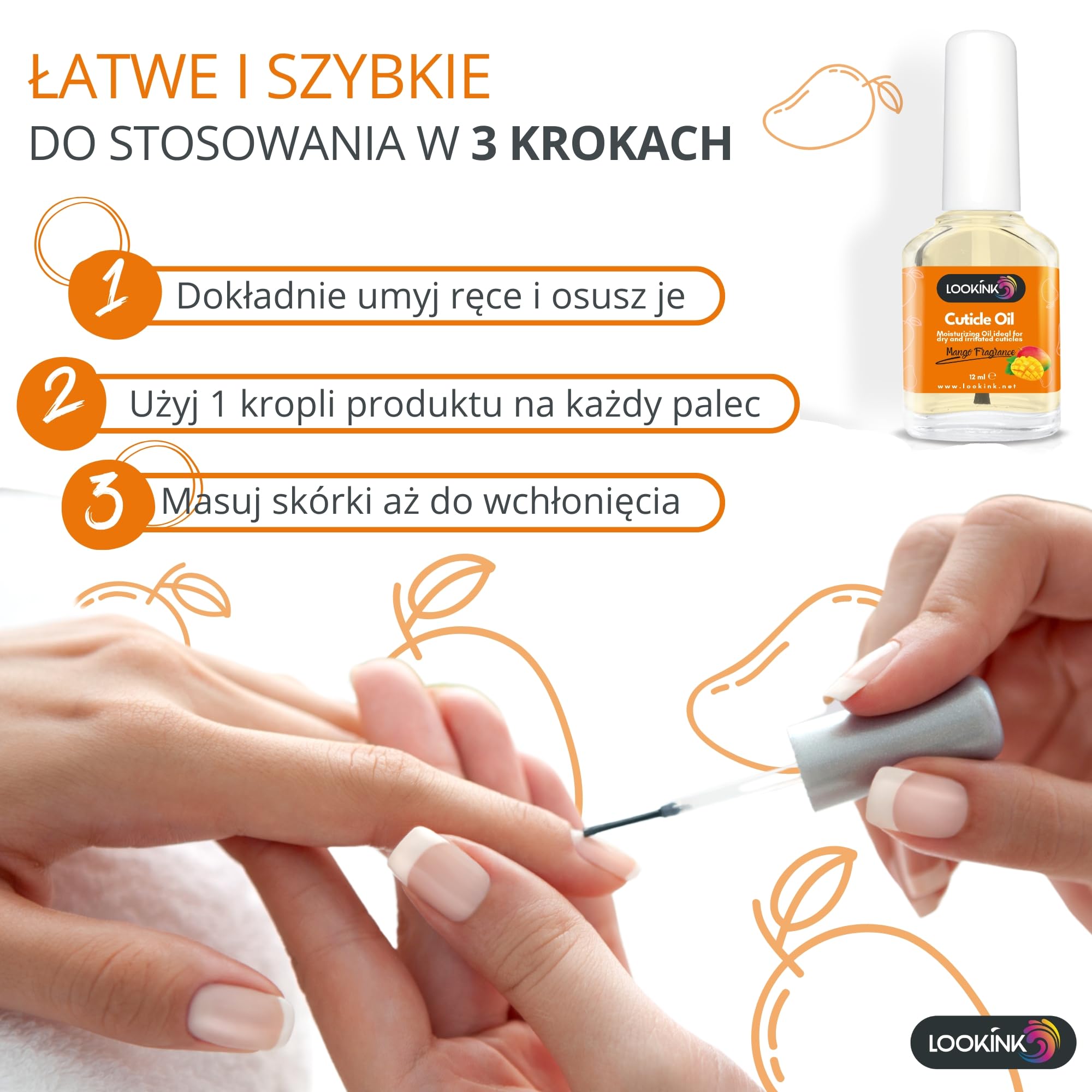Profesjonalny olejek do skórek i paznokci 12 ml - Olejek do skórek o zapachu kokosa, nawilżający i odżywczy do skórek dłoni i stóp - Zmiękczacz do skórek i paznokci profesjonalny (MANGO)