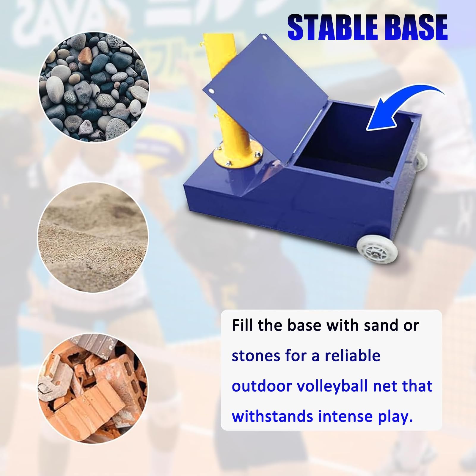 Support de Filet et Ballon de Volley-Ball Robuste avec Hauteur de Filet réglable (1,56 m - 2,07 m) | Bâton de Volley-Ball Portable pour Jardin avec Base et Roues, adapté à Une Utilisation in
