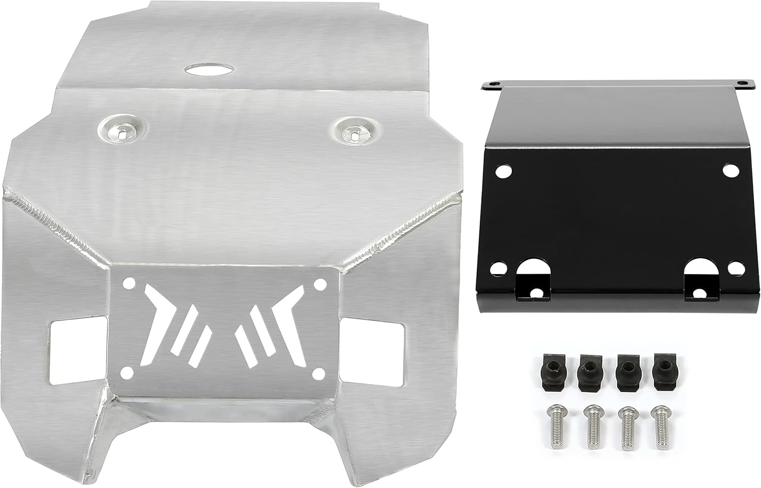 HECASA Front Skid Plate Compatible with 2021-2025 Yamaha Wolverine RMAX2/X4 1000/1000 Power-Coated Steel Silver Brushed Aluminum Engine Splash Shield Protection Under Tray B4JF84N0V000