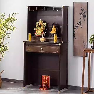 Chinese Cabinet Pedestal offering Table,Altar Table with Storage,Bamboo Material,Storage Drawer,Wooden feet,Ideal for Home Decor and Meditation.(23.6X11.0X28.7in+23.6X15.7X39.0in)