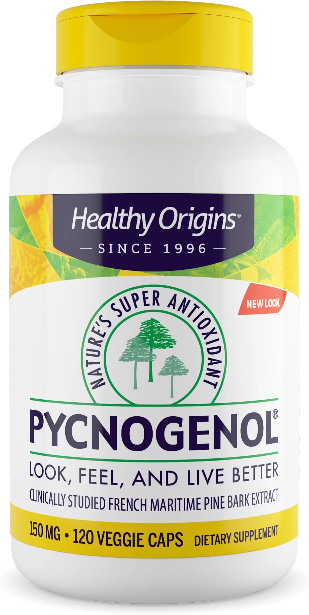 Healthy Origins Pycnogenol 150 mg, 120 Veggie Capsules - 100% Clinically Studied French Maritime Pine Bark Extract - Supports Healthy Heart, Joint Health & Skin Elasticity - 4 Month Supply