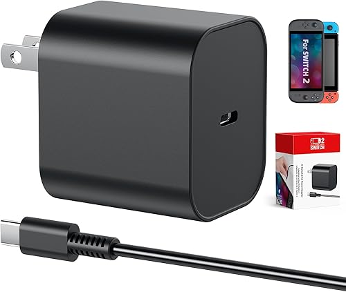Cargador Switch 2 Adaptador de CA de 60 W para Nintendo 2 (2025)Nintendo 1, cable de carga extra largo de 5 pies, compatible con modo de base de TV