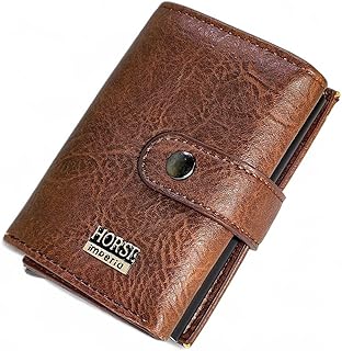 حامل كروت رجالي متعدد الوظائف من الجلد بتقنية حجب تحديد الهوية بموجات الراديو، محفظة رفيعة وأنيقة للغاية بتصميم ذكي يجمع بين العملية والأمان، بني 3