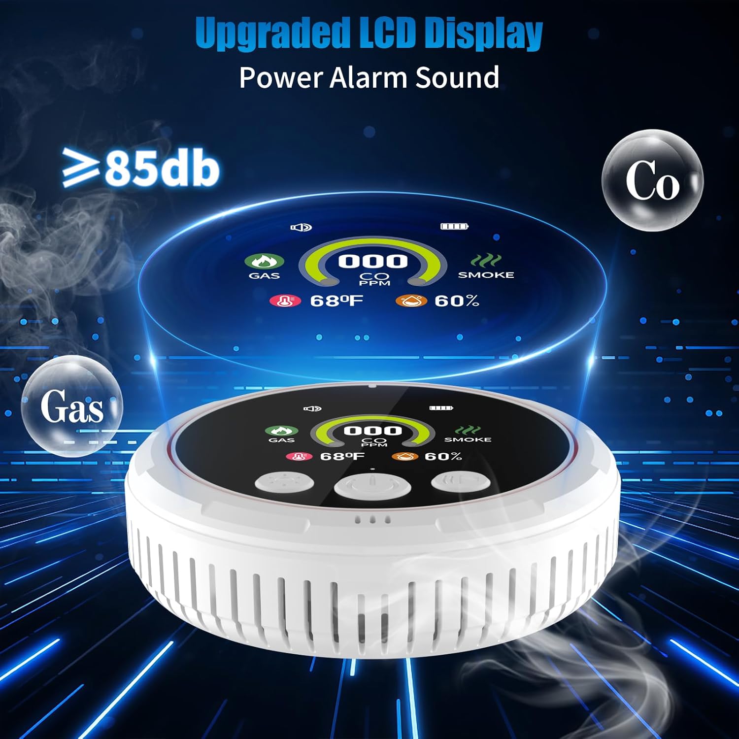 8-in-1 Carbon Monoxide Detectors &Smoke &Natural Gas Leak Detector, Portable Carbon Monoxide Detectors Plug in & Battery Backup - Hotel and Travel Safety, RV, Home - Image 3