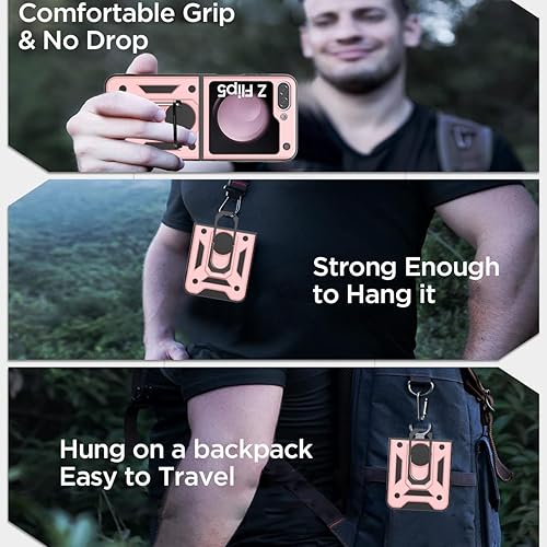 Miniatura 7 de AICase Funda para Samsung Galaxy Z Flip 5 con soporte de anillo, a prueba de golpes, para Galaxy Z Flip 5 5G soporte magnético para automóvil, oro