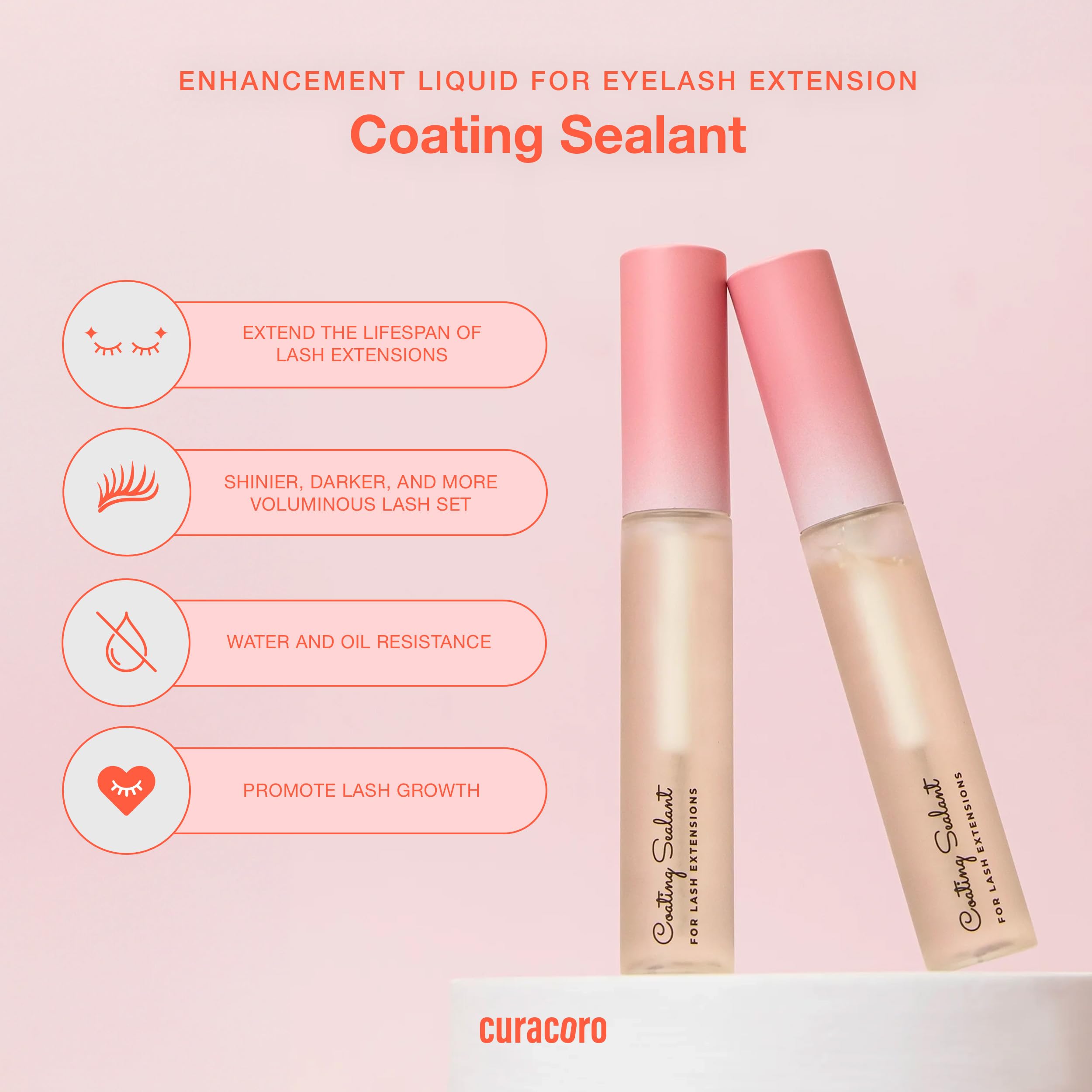 Curacoro 10ml Eyelash Coating Sealant, Professional Topcoat for Long-Lasting Eyelash Extensions - Image 2