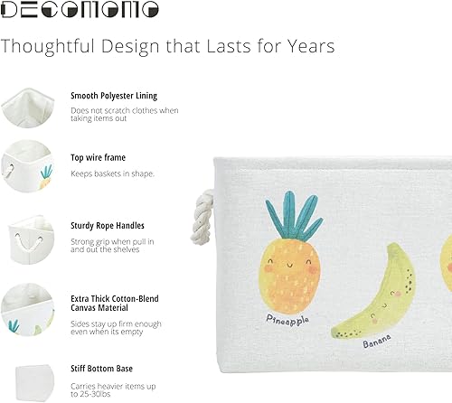 Miniatura 4 de DECOMOMO Cestas de almacenamiento de juguetes para estantes, contenedor de almacenamiento de lona de 25.5 L para ropa de bebé, juguetes para niños,