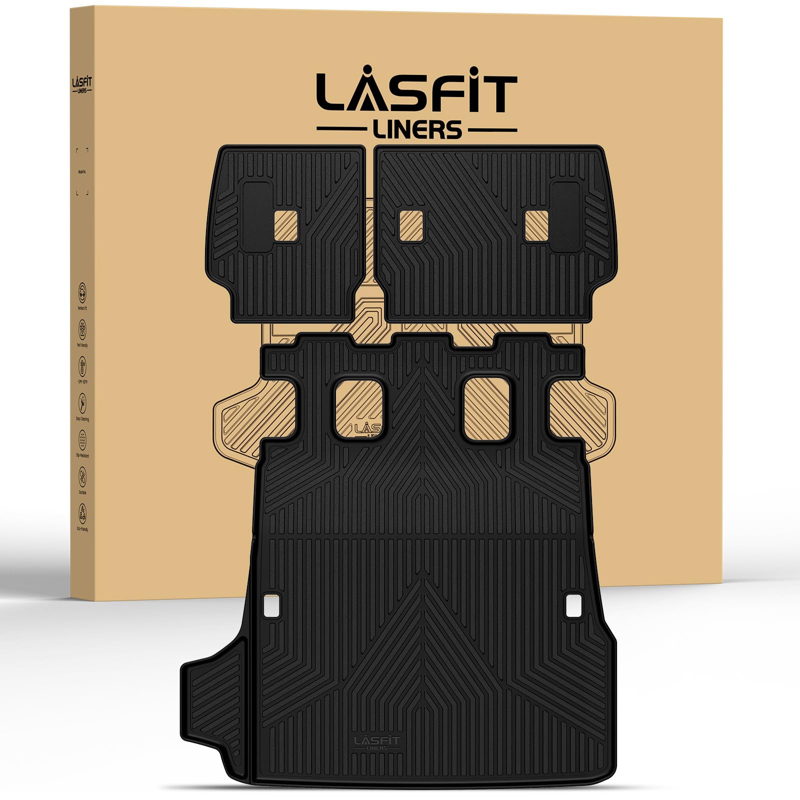 Photo 1 of **ONLY ONE PC**LASFIT Trunk Mat&Backrest Mat for Toyota 4Runner 2025-2026 5-Seater Gas Only(Not Fit Hybrid or 7-Seater), All Weather TPE Custom Fit Cargo Liner for 6th gen 4Runner SR5/TRD/Limited Cargo Mat
