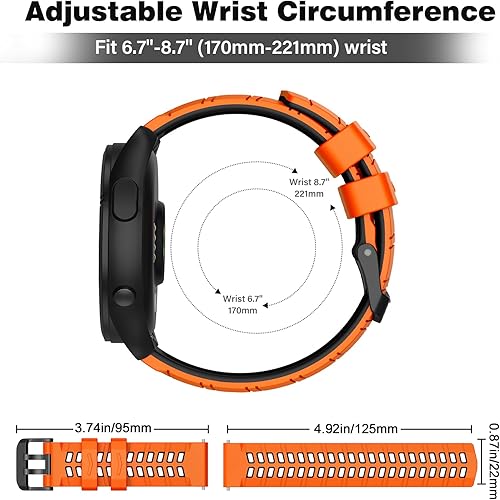 Miniatura 5 de OVERSTEP Correa de silicona de 0.866 in compatible con Garmin Vivoactive 4, Venu 2, Forerunner 265, 255, Samsung Gear S3 Frontire, Galaxy Watch