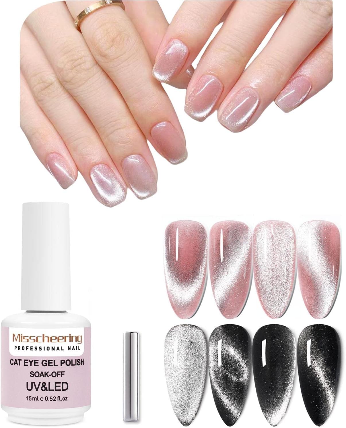 Major Dijit Cat Eye Gel Nail Polish Glitter Holographic Gel Polish with Magnet 15ml 9D Wide Translucent UV Cateye for Nail Art