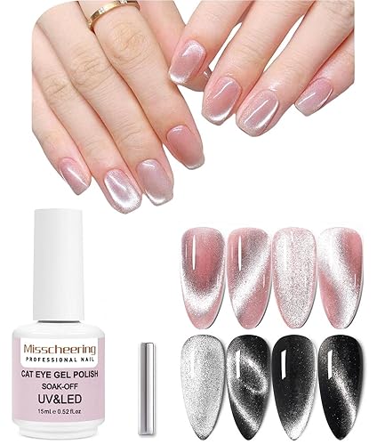 Miniatura 1 de Esmalte de uñas de gel de ojo de gato ancho 9D de 0.5 fl oz, esmalte de gel magnético UV plateado brillante, esmalte de esmalte de terciopelo con