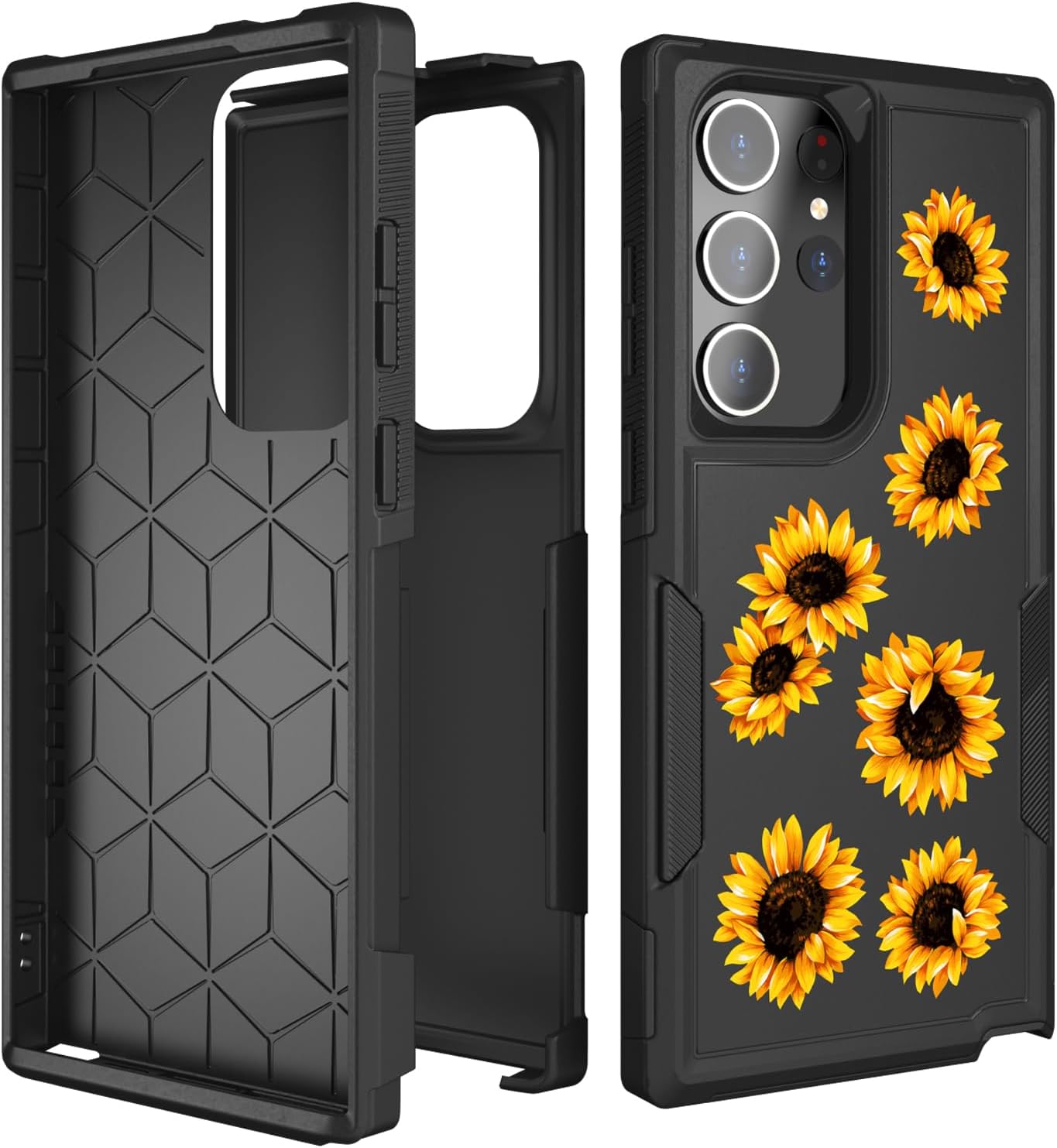 for Samsung Galaxy S23 Ultra Case 6.8 Inch - for Women Girls Cute Girly Phone Cover Kawaii Black Sunflower Unique Design Aesthetic Fashion Teens Funda for Samsung S23 Ultra Cases 6.8" Black Sunflower for Samsung Galaxy S23 Ultra