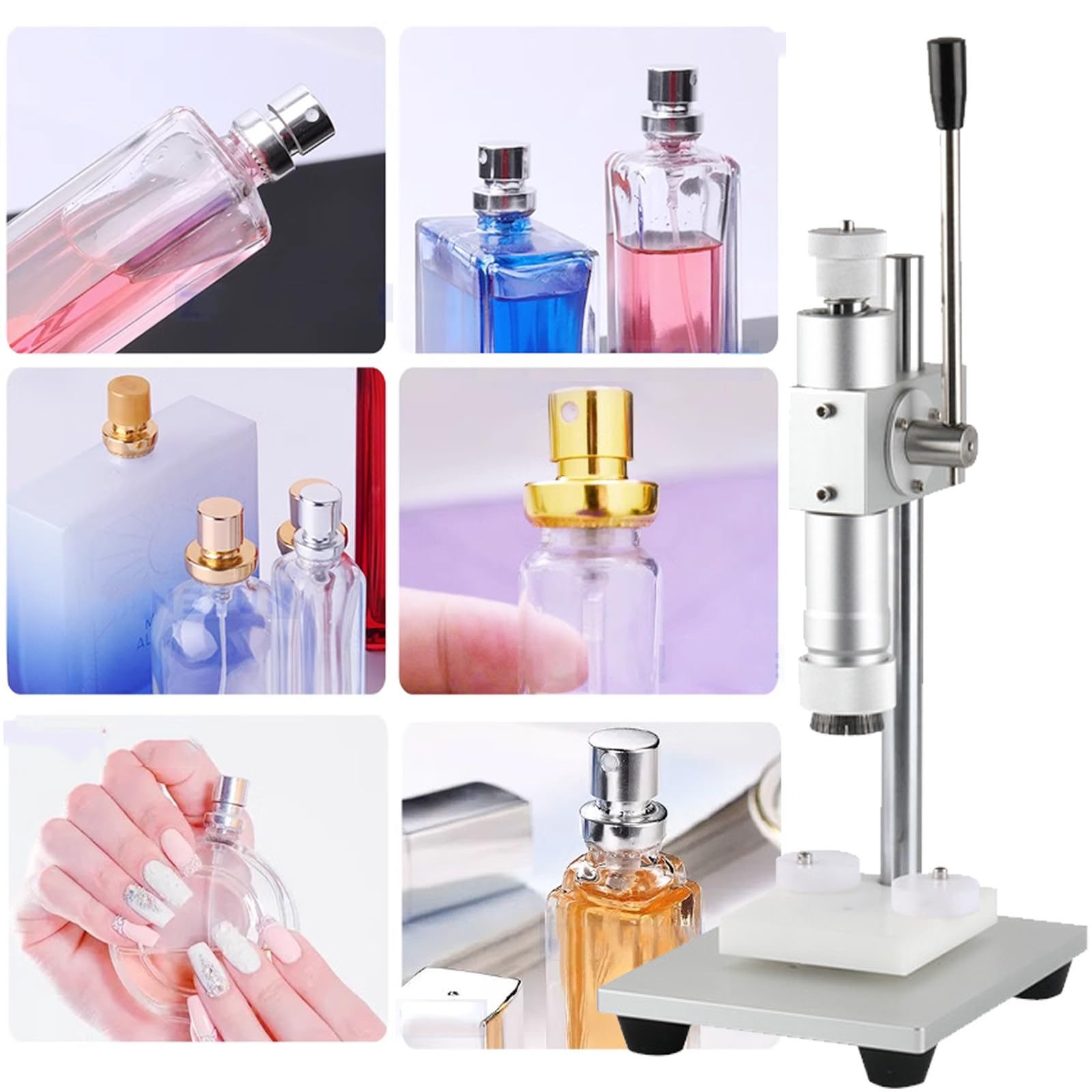 Zaciskarka do perfum, ręczna zakrętarka do perfum, ręczna zgrzewarka do fiolek 13-20 mm, metalowa nasadka, maszyna do zamykania, zaciskarka do perfum w sprayu ze środkowym paskiem (15 mm)