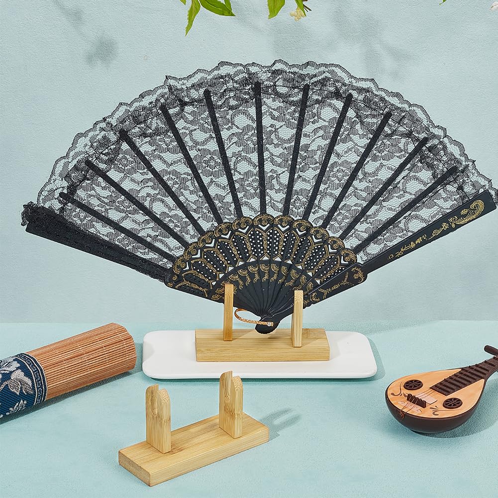 PH PandaHall 4pz Supporto per Ventaglio Pieghevole in Legno Supporto per Ventaglio Singolo, Base Espositiva per Ventagli Pieghevoli Giapponesi per Negozi Musei e Case, 11.3x4.1x6.3cm
