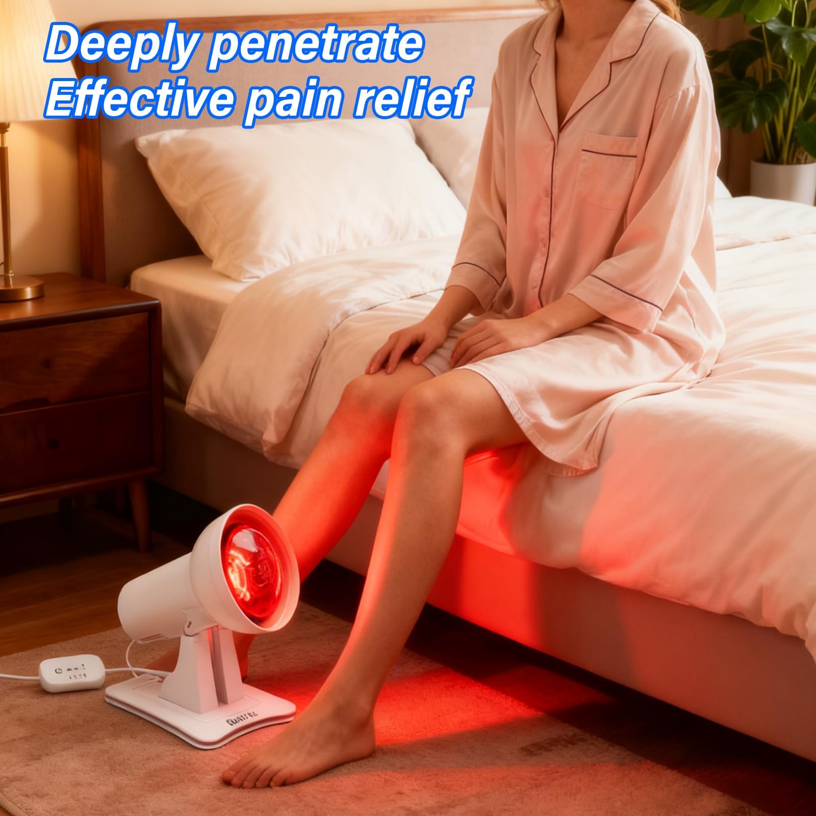 GOMETY Lampe infrarouge 150 W - Lumière infrarouge - 150 W - Avec minuterie et température réglable - Angle réglable - Pour fatigue musculaire relaxante - Utilisation à la maison