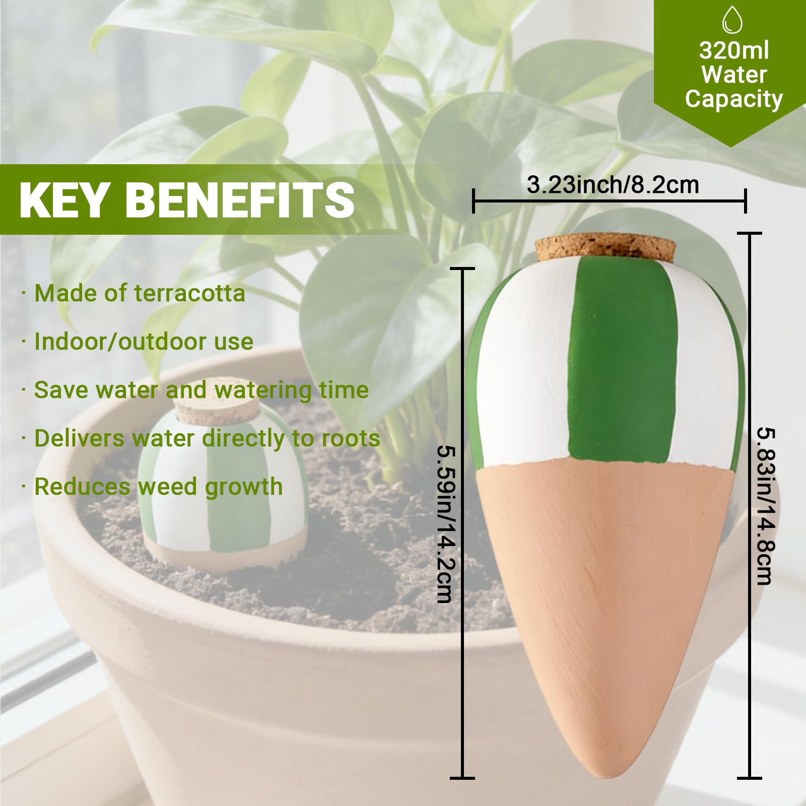 RoseFlower Ollas en Terre Cuite à Enterrer – Arrosage Automatique pour Plantes d'Intérieur et d'Extérieur – Jardin, Balcon, Maison, Bureau