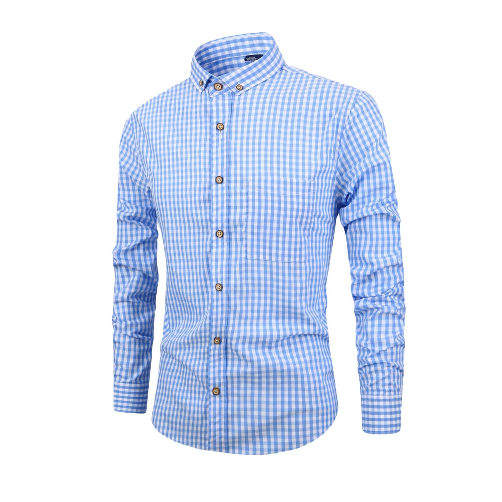 Camicia da uomo in cotone traspirante a maniche lunghe scozzese casual slim fit